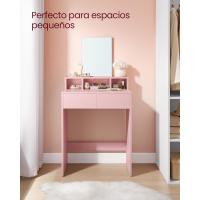 Mesa de Maquillaje con Espejo Grande, Gabinete con 2 Cajones y 3 Compartimentos, Estilo Moderno, Blanco - details 27