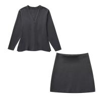 Traje minifalda de punto para damas, Chaqueta de punto de 2 piezas para damas, Traje para damas, Ropa para damas, Ropa de calle, Chaqueta de punto con mangas sueltas - details 3