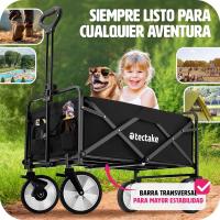 Carro Plegable para Jardín, Carro Transporte en Acero, Carrito Playa con Asa Telescópica, Carretilla Jardín con Lona Extraíble, Carro Camping Multiuso con Bolsa Transporte, Carga 80 kg, Negro - details 3