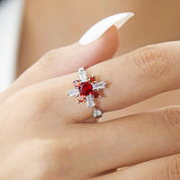 Anillo giratorio de flor de molino de viento con copos de nieve de circonio de cristal a la moda para mujeres y niñas, joyería para fiesta, regalo antiestrés - details 21