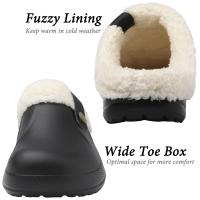 Zuecos de piel para mujer, zapatillas de moda peludas para hombre, calzado para jardín, zapatos de casa impermeables para exteriores, zapatos de trabajo antideslizantes para invierno para hombre - details 12