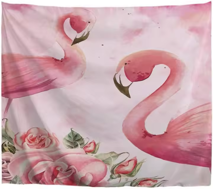 Tapiz Acuarela Rosa Flamenco Decoración Romántica Boho Hippie Mandala Tapiz de Playa 150×100 Cm - 1