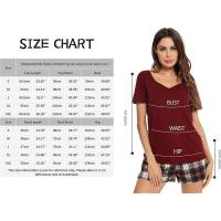 Pijamas de Mujer, Conjunto de Pijama de Verano, Ropa de Dormir de Algodón, Manga Corta, Ropa de Dormir con Cuello en V con Cordón y Bolsillo Lateral1121297": - details 0
