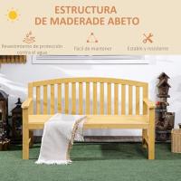 Banco de Jardín de Madera Natural 2 Plazas, Reposabrazos, Resaldo Ideal para Patio Terraza - details 4