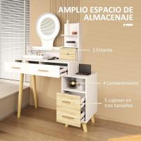 Tocador de Maquillaje con Espejo y Luces LED Iluminación Ajustable 5 Cajones y 4 Compartimentos - details 3