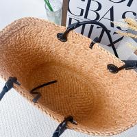 Bolso de mano de paja de papel tejido a mano - Bolso de hombro abierto beige natural de gran capacidad para mujeres y hombres, bolso de playa espacioso, compras, trabajo, viajes - details 3