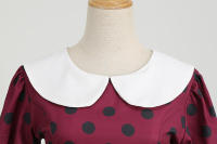 Vestido midi elegante de fiesta con cuello Peter Pan, lunares y mangas cortas abullonadas para mujer, ideal para el verano. - details 23