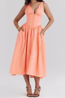2025 nuevos modelos de primavera y verano, vestido de tirantes ajustado, vestido de temperamento con cuello en V estampado informal europeo y americano - details 21