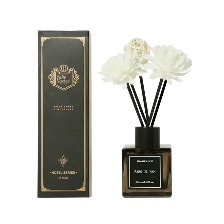 Difusor de Incienso Esencial de 50ml Aromaterapia para el Hogar y el Hotel con Aroma a Lavanda Rosa Limón Sin Fuego, Aromaterapia de Ratán - 1