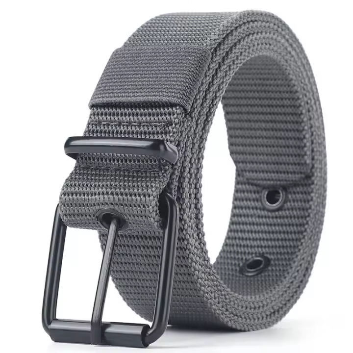 Cinturón de nailon con hebilla de aleación para hombre y mujer, cinturón de lona de alta calidad para estudiantes y jóvenes, diseño de lujo - 1