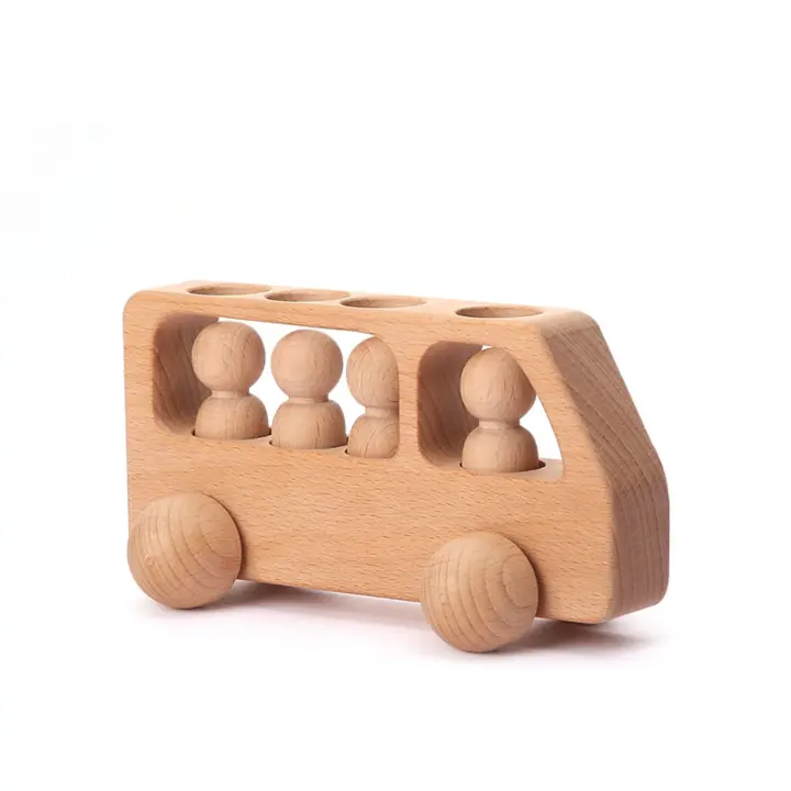 1Set Montessori de madera juguetes para niños de madera de Peg de muñecas de coche autobús niños educativo juguete de - 1