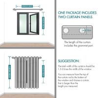 Cortinas opacas para salón, 2 piezas, cortinas aislantes del frío y el calor para dormitorio con pestañas gris claro - details 2