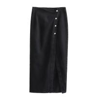 BUNO-Conjunto de 2 piezas para mujer, chaleco vaquero azul y falda Midi, elegante, informal, coordenadas, falda Midi dividida de vaquero con doble botonadura adelgazante de cintura alta para mujer - details 6