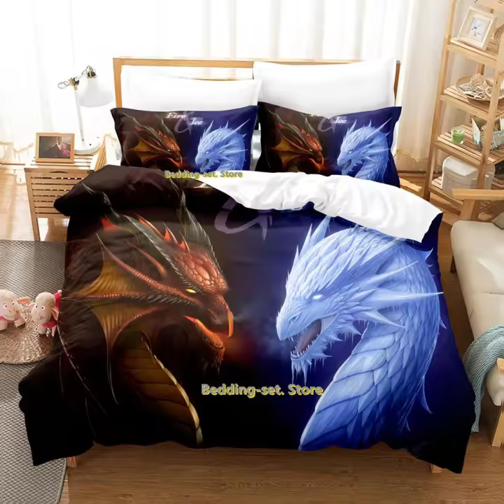 Conjunto de Cama de Dragón Mágico Biológico Cool Juego de Tela de Dormitorio de Dibujos Animados Kawaii 3D para Adultos y Niños - 1