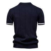 Camisa Polo Deportiva Para Hombre AIOPESON Color Sólido Con Cierre De Cremallera Ajustada Para Oficina Y Social Transpirable Polyester Viscosa - details 7