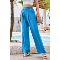 Mujeres de cintura alta, pantalones de vestir lisos de moda, pantalones sueltos de pierna recta para - details 21