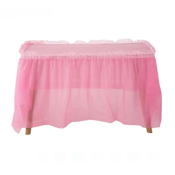 Disposable Table Skirt Plastic Party 6 colors Table Cover for Birthday Party Wedding Festival Decor jupe de table anniversaire - 1
