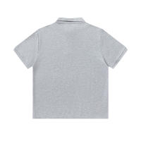 Polo de corte recto y holgado de marca de moda americana, tejido de doble brillo de puro algodón con logotipo bordado clásico, camisa de manga corta sin cuello para hombre, nueva camiseta informal de estilo veraniego para parejas - details 11