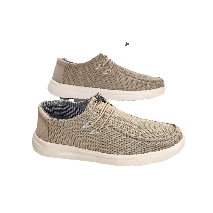 (Lo mejor) Zapatillas de punto transpirables para hombre, ligeras y antideslizantes, de color liso, deportivas y sencillas - 1