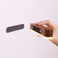Lámpara De Alimentación Recargable Con Control Remoto, Luz Nocturna Inteligente Con Reloj De Madera Maciza Con Luz Ambiental - details 4