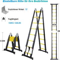 Escalera Telescópica de Aluminio Extensible, Antideslizante, Multiusos Carga de 150kg - details 81