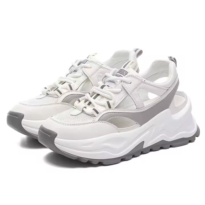 Moda coreana, sandalias gruesas tipo muffin para mujer, verano 2025, nuevas, huecas, transpirables, deportivas, informales, rojas. - 1