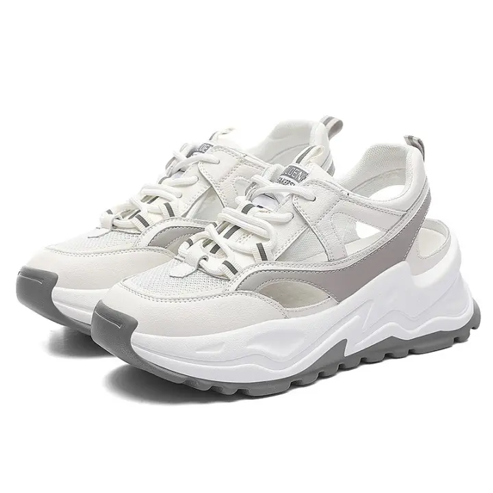 Moda coreana, sandalias gruesas tipo muffin para mujer, verano 2025, nuevas, huecas, transpirables, deportivas, informales, rojas. - 1