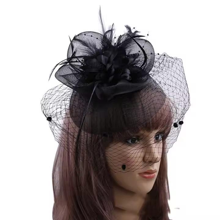 Diadema con plumas para niña y mujer, accesorios para el cabello, tocado de flores para boda, diadema de estilo coreano - 1