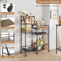 , Gran Pantalla de Vinoteca con Carrito de Bar, Soporte Copas Vino para la Decoración del Hogar, Mini Bar de Vino Whisky, Carrito de Licor para Bar, Cocina, Comedor - details 5