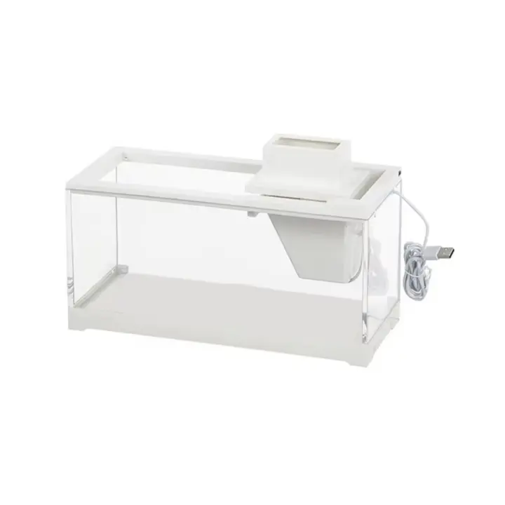 Mini pecera de escritorio transparente con luz LED, bomba de agua, caja de peces para acuario, sistema de agua de circulación silenciosa - 1