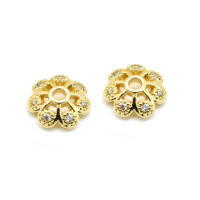 20 piezas de latón y circonita de Color dorado de 18K, tapas de cuentas de flores, suministros de joyería Diy de alta calidad, accesorios para collares y pendientes - details 5