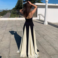 BUNO-Vestidos largos elegantes con espalda descubierta y cuello bajo para mujer, vestidos sexys sin mangas en negro y blanco, vestidos largos ajustados, novedad de 2025, batas de noche elegantes - details 6