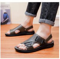 Sandalias de cuero para hombre, zapatos suaves de playa y exterior, planos, color negro, para jardín, 2024 - details 11