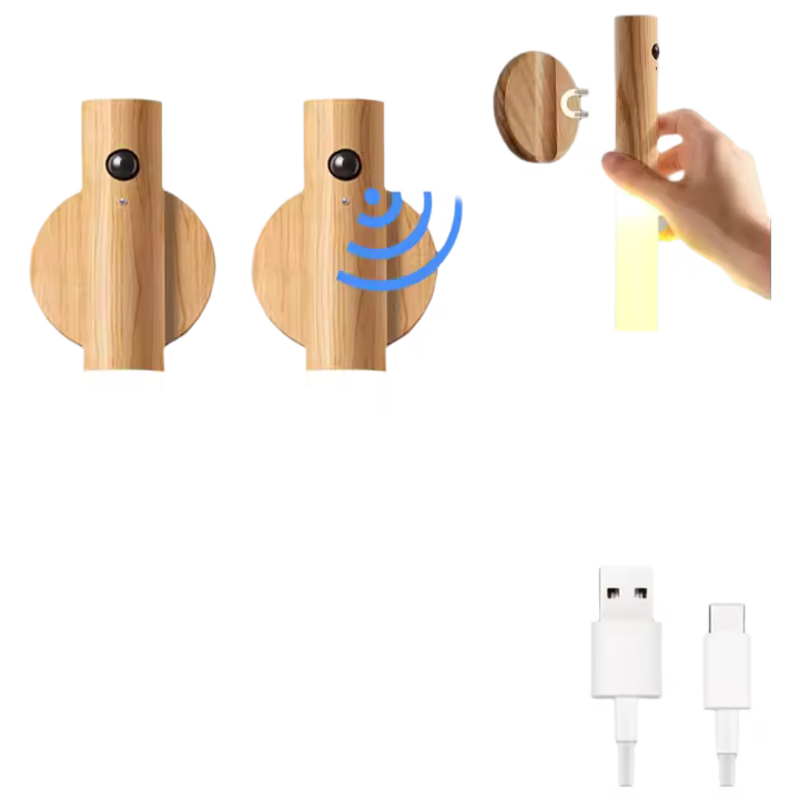 Lámpara De Pared Portátil Con Sensor De Movimiento Recargable USB Para Dormitorio Escaleras Pasillo Cocina Luz Nocturna Moderna - 1