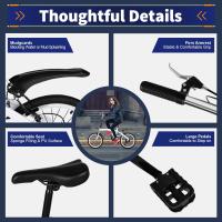 Bicicleta plegable de 20 pulgadas para adultos, 7 velocidades, color blanco,doble freno en V, altura ajustable - details 1