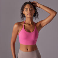 Hamidou Top deportivo para mujer, chaleco Yuga colgante con cuello, decoración triangular, Top deportivo con espalda bonita, Top corto a prueba de golpes para reunión - details 11