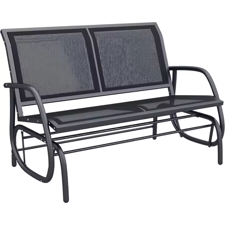 Banco Balancín Tipo Silla Oscilante de Jardín o Patio con 2 Plazas 120x70x85 cm Metal y Tela Texteline - 1