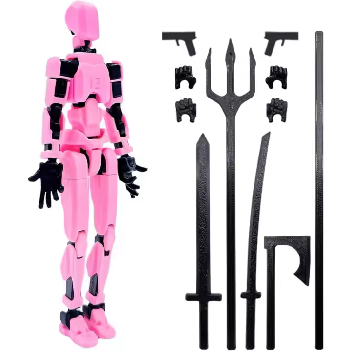 (Conjunto completado) Conjunto de figuras de acción T13, juguetes impresos en 3D Figura de acción Robo 13, figura de acción Dummy 13 Titan 13 (rosa) - 1