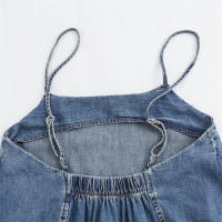 OUWU- Vestido Midi Plisado Con Espalda Descubierta Azul Vaquero A La Moda Para Mujer, Vestidos Elegantes Vintage Con Tirantes Finos Y Cuello Cuadrado Para Mujer - details 7