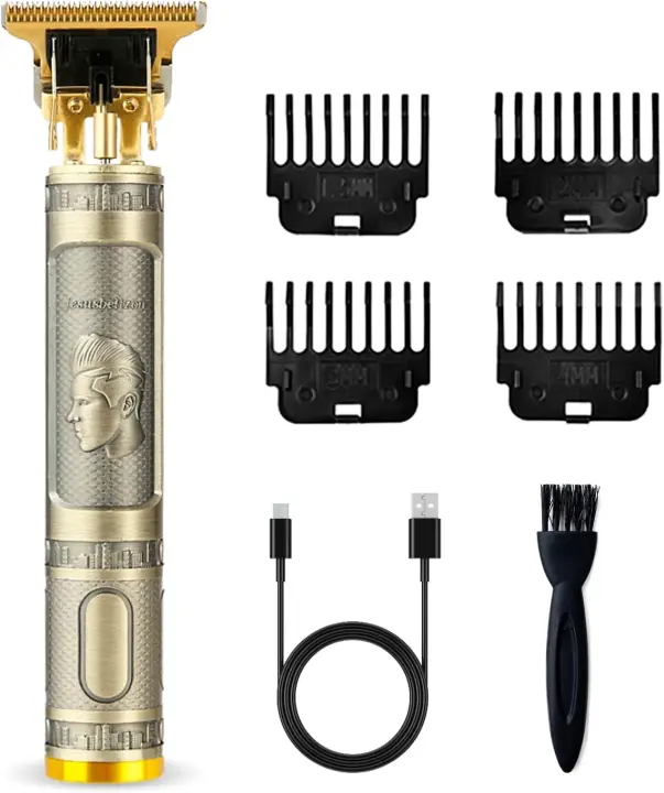 Cortadora de pelo recargable con cuchilla en T, cortadora de pelo eléctrica profesional, zero gap, regalo - 1