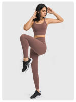SHINBENE-sujetadores de gimnasio para mujer, ropa deportiva sin aros con tirantes, larga, talla grande, sensación desnuda - details 5
