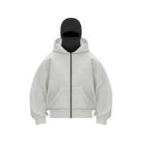 Pasamontañas moda personalidad Sudadera con capucha hombres Color sólido doble capa Sudadera con capucha Y2k Retro Hip Hop ropa de calle de invierno - details 6