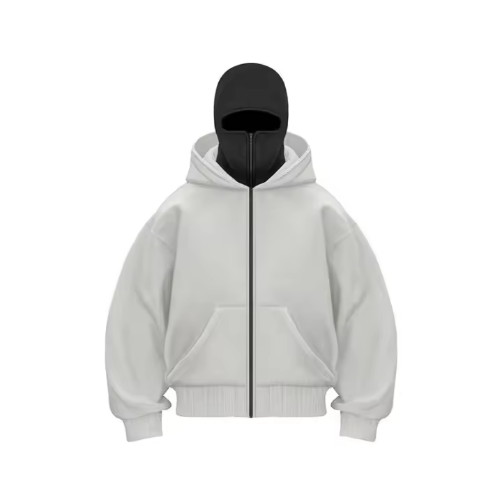 Pasamontañas moda personalidad Sudadera con capucha hombres Color sólido doble capa Sudadera con capucha Y2k Retro Hip Hop ropa de calle de invierno - 1