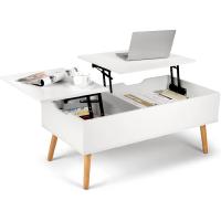 Mesa de Centro, Mesa de Centro Regulable en Altura, Extraíble, Extensible, Compartimento de Almacenaje Oculto Independiente, Tablero Elevable Doble, Mesa de Sofá de Salón, Color Nogal - details 52