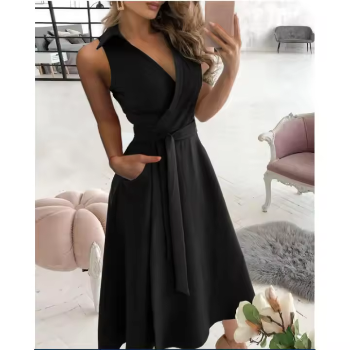 Primavera/Verano Moda Manga larga Cuello en V Vestido ajustado estampado Ropa de mujer - 1