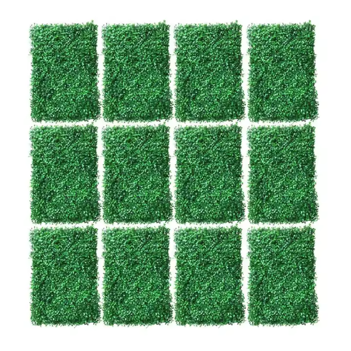 Planta artificial de pared para plantas, 12 unidades, verde, seto, valla, follaje, césped, decoración de pared, 23x15 - 1