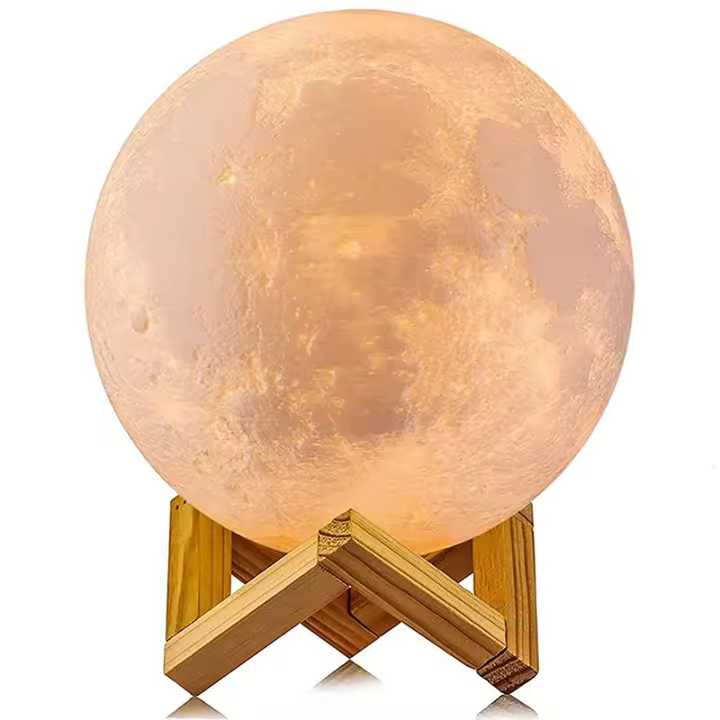 Lámpara de luna con impresión 3D creativa, luces LED de noche recargables, 2 colores, bola táctil, lámpara de Luna, decoración del hogar, dormitorio, regalos de cumpleaños - 1
