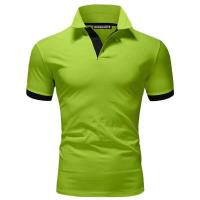 Polo de manga corta ajustado para hombre, camisa de cuello suave y sólido, trabajo, Golf, senderismo, informal, azul marino/blanco - details 20