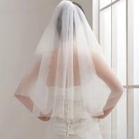 Velo de novia corto barato con borde cortado en peine, 2 capas, accesorios de boda simples 2025 - details 2