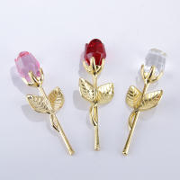 Regalo creativo europeo, varilla de Metal, rosa de cristal, decoración artesanal, regalo de flor simulada para el Día de San Valentín - details 2